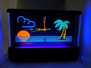 Vintage Gemini Retro Black Light Tropical Neon Clock