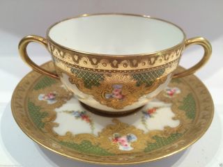 Antique French Sevres Limoges Hand Painted Porcelain Cup & Saucer 3