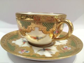 Antique French Sevres Limoges Hand Painted Porcelain Cup & Saucer 4