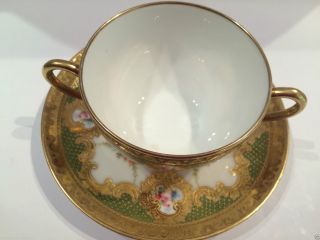 Antique French Sevres Limoges Hand Painted Porcelain Cup & Saucer 5