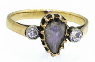Vintage 14k Yg 0.  58ct Rough Cut Diamond Medieval Engagement Ring Size 6.  5
