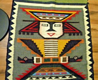 Vintage Southwestern Mexican Weaved Saltillo Serape Blanket/Rug Colorful Figure 2