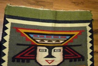 Vintage Southwestern Mexican Weaved Saltillo Serape Blanket/Rug Colorful Figure 5
