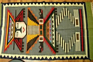 Vintage Southwestern Mexican Weaved Saltillo Serape Blanket/Rug Colorful Figure 7