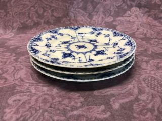 Vintage Set 3 Royal Copenhagen Blue Fluted Full Lace Side Dessert Plate 1087 2