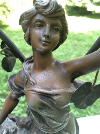 Antique French ? Rousseau Spelter Figural Lamp Woman C.  1920 PARIS 4