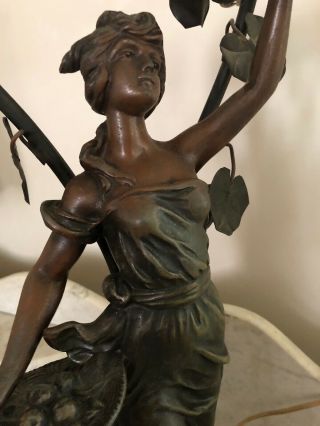 Antique French ? Rousseau Spelter Figural Lamp Woman C.  1920 PARIS 5