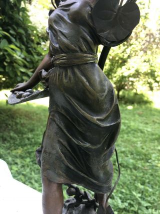 Antique French ? Rousseau Spelter Figural Lamp Woman C.  1920 PARIS 6