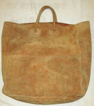 Vintage Rare L L Bean Brown Suede Leather Large Tote Bag Leather Handles