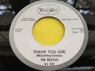 Rare Wlp Promo 45 : The Beatles From Me To You Thank You Girl Vee Jay 522