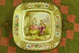 French Ormolu Bronze Sevres Hand - Painted Porcelain Centerpiece Tray 3