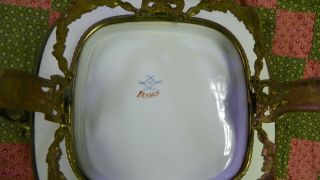 French Ormolu Bronze Sevres Hand - Painted Porcelain Centerpiece Tray 4