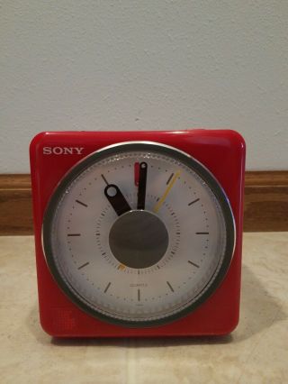 Vintage Sony Icf - A10w Alarm Clock Radio Red
