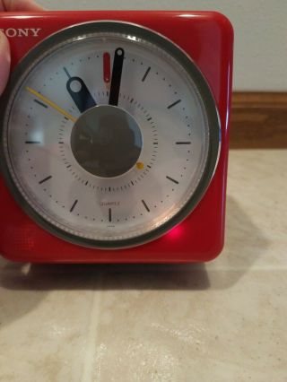 Vintage Sony ICF - A10W Alarm Clock Radio RED 6