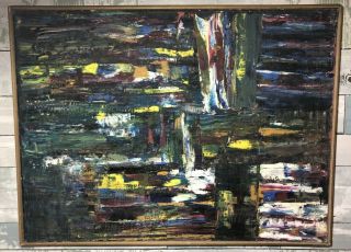 Vintage 1963 Mid Century Modern Abstract Oil Painting Signed Dated