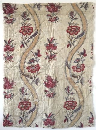 Rare 18th C.  French Cotton Quilted Block Printed Fabric (2294)