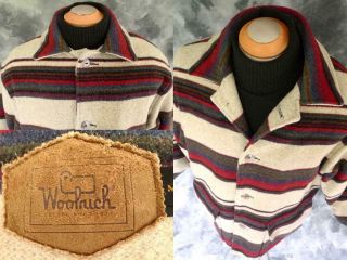 ✰ Vintage Woolrich Southwest Wool Blanket Jacket Coat Indian Navajo Usa M Rrl