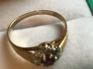 Vintage 9ct Gold Diamond and Ruby Ring Size O 1/2 7