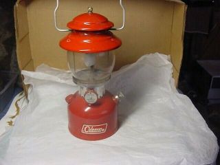 Vintage Red Single Mantle Coleman Lantern 7 - 72 Model 200a Pyrex Globe