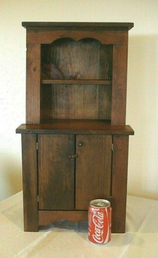 Handcrafted Child Size Wooden China Dish Cabinet Hutch Shelf Kids Playhouse Vtg