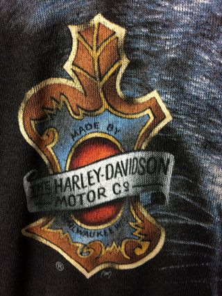 Vintage 1992 HARLEY DAVIDSON Wolf 3D Emblem Crewneck Sweatshirt Size Small USA 3