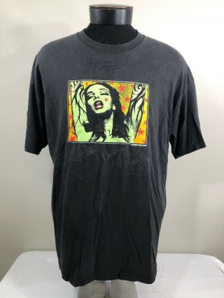 VTG Soundgarden Pearl Jam T Shirt Green Lady Kozik 1999 Tee Tour USA XL 90s 2