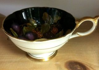 Aynsley Black Orchard Fruit C1174 Teacup and Saucer Set England Rare 3