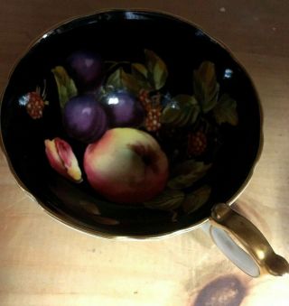 Aynsley Black Orchard Fruit C1174 Teacup and Saucer Set England Rare 4