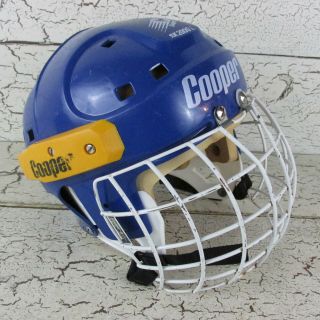 Cooper Sk2000 L Ice Hockey Blue Helmet White Mask Vl50 - M Cage Vintage Canada