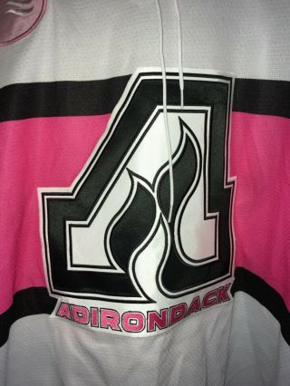 RARE Tyler Spurgeon Adirondack Flames Breast Cancer Game Issued AHL Jersey 2
