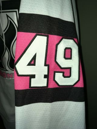 RARE Tyler Spurgeon Adirondack Flames Breast Cancer Game Issued AHL Jersey 4