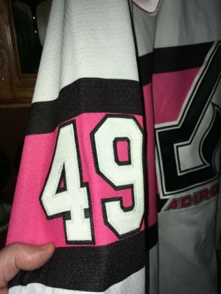 RARE Tyler Spurgeon Adirondack Flames Breast Cancer Game Issued AHL Jersey 5