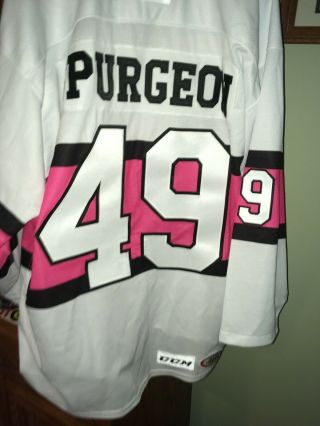 RARE Tyler Spurgeon Adirondack Flames Breast Cancer Game Issued AHL Jersey 6