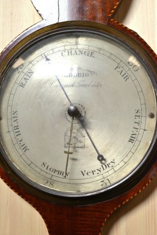 Marquetry Mahogany Banjo Wheel Barometer ca 1800 Antique 3