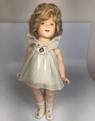 1930s Ideal 18 " Shirley Temple - Composition,  Baby Takes A Bow W/pin