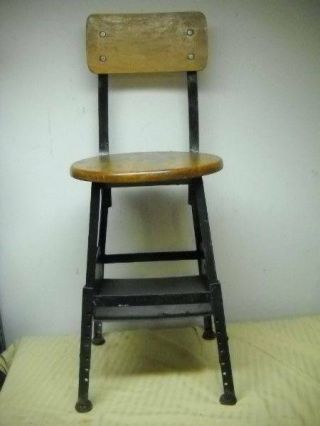 Vintage Industrial Stool Adjustable Metal Chair Seat Steampunk Factory Shop