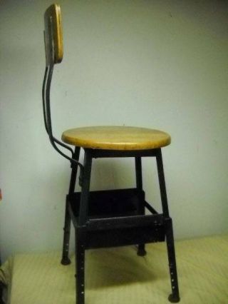 Vintage INDUSTRIAL STOOL Adjustable Metal Chair Seat Steampunk Factory Shop 5