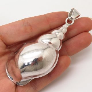 925 Sterling Silver Vintage Mexico Sea Shell Design Large Pendant