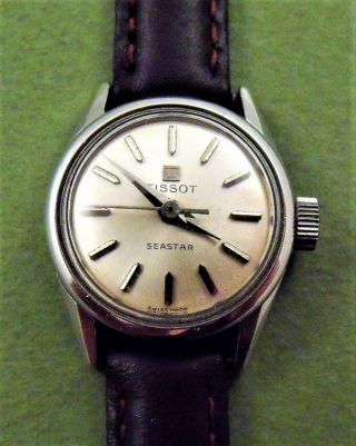 Vintage Ladies Tissot Seastar Stainless Steel Wristwatch 1964 Strap