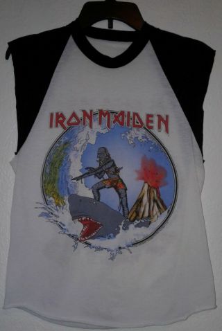 Iron Maiden T Shirt Vintage 1985 Eddie Surfing On Shark Concert Only Frm.  Hawaii