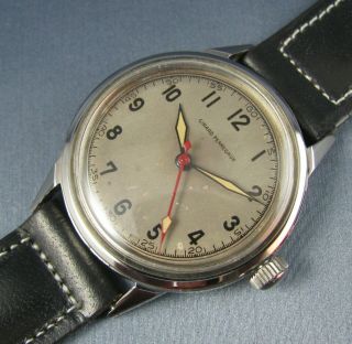 Vintage Girard Perregaux Stainless Steel Military Style Mens Watch 17j 1940s