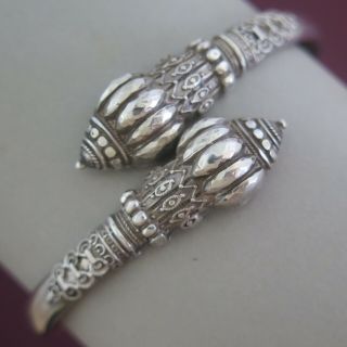 Antique Victorian 800 Silver Etruscan Influenced Signed Bypass Bracelet