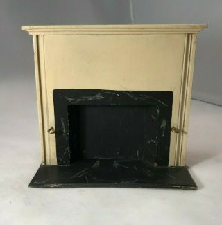 Tynietoy Fireplace In Cream With Hand Painted Faux Black Marble