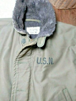 Vintage Wwii Us Usn Navy Green Deck Coat Jacket Contract Nxsx 79062 Sz40