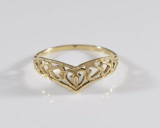 Vintage 10k Yellow Gold Heart Ring Band Size 9