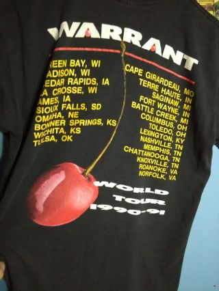 1990 VINTAGE Warrant Cherry Pie Tour Shirt U.  S 3