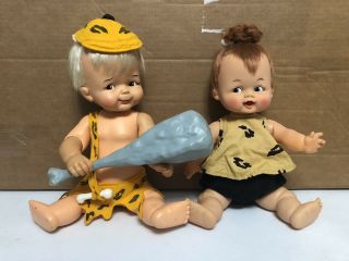 Vintage Flintstones Pebbles & Bamm Bamm 16” Dolls Ideal Toy Corp