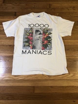 Vintage 90’s 10,  000 Maniacs Shirt Size Large Made In Usa White Rare White