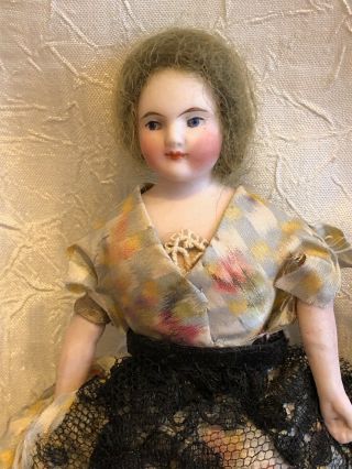 Antique Bisque German Dollhouse Lady Doll w White Boots 6 7/8 