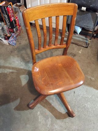 Vintage Adjustable Wood Desk Task Chair Milwaukee Chair Office